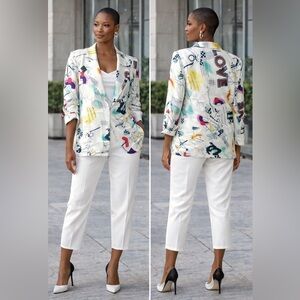Dalin Colorful Abstract Patterned Blazer